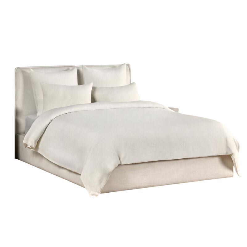 Paula Queen Size Duvet, Ivory Extra Soft Stone Washed Hemp and Cotton - Benzara