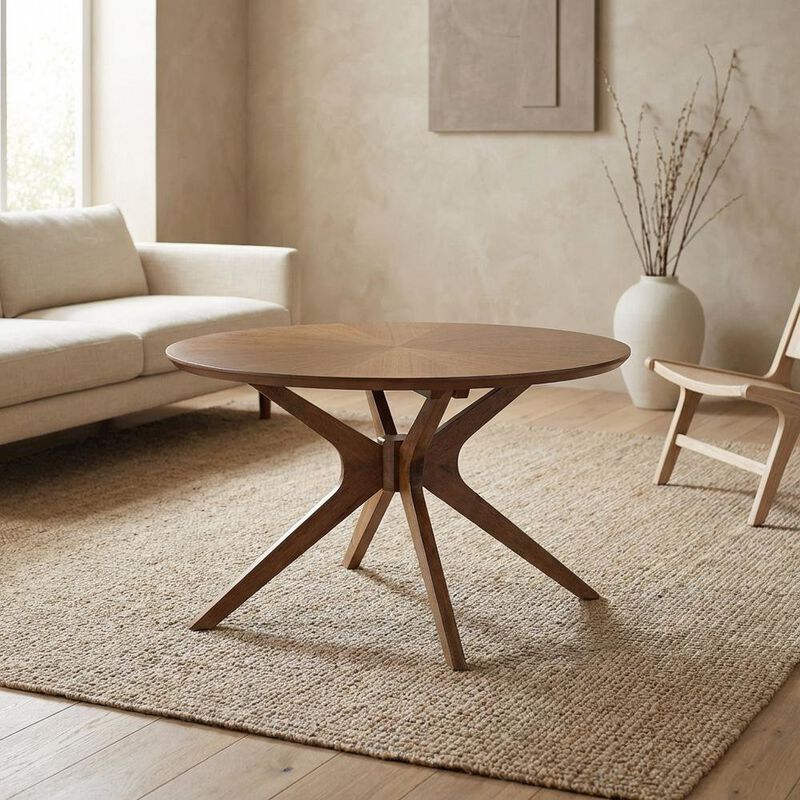 Round Wooden Coffee Table with Modern Design and Durable Build image number 4