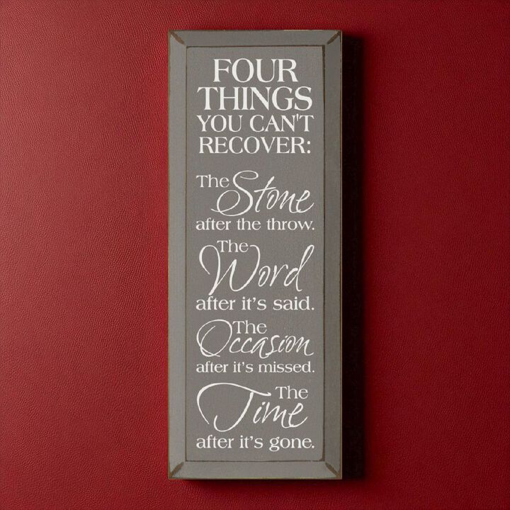Four Things You Can't Recover Motivational Wood Sign Farmhouse Wall Plaque