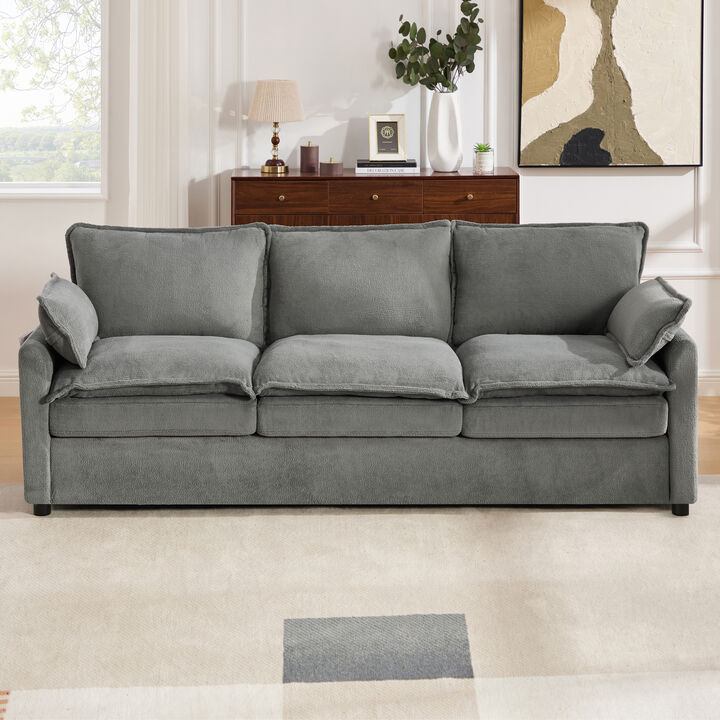 Merax Faux Fur 3-Seater Sofa with Double-Layer Cushion