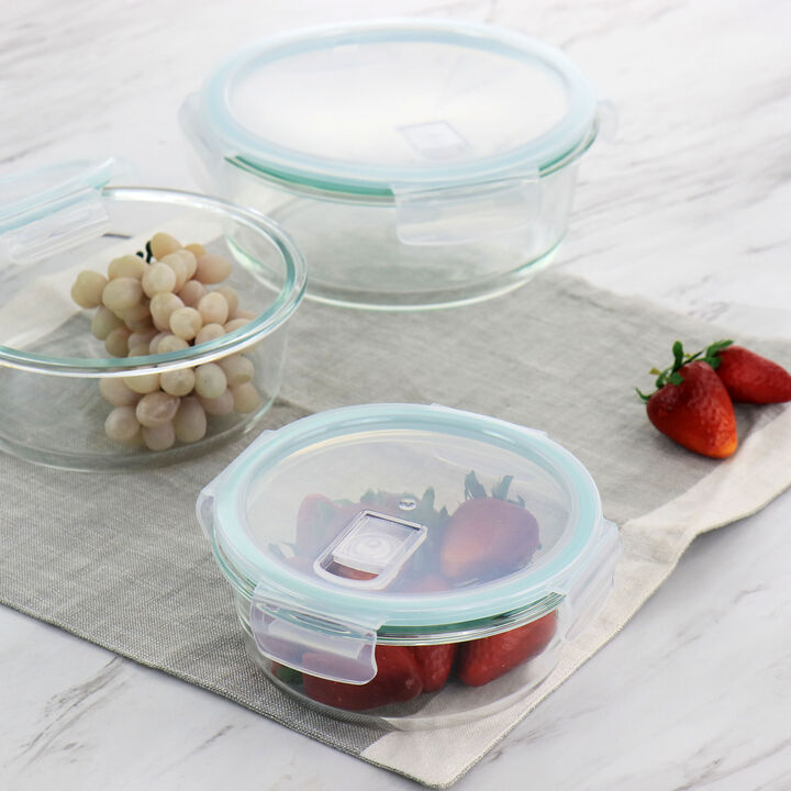 Martha Stewart 6 Piece Round Glass Storage Containers with Leak Proof Lids