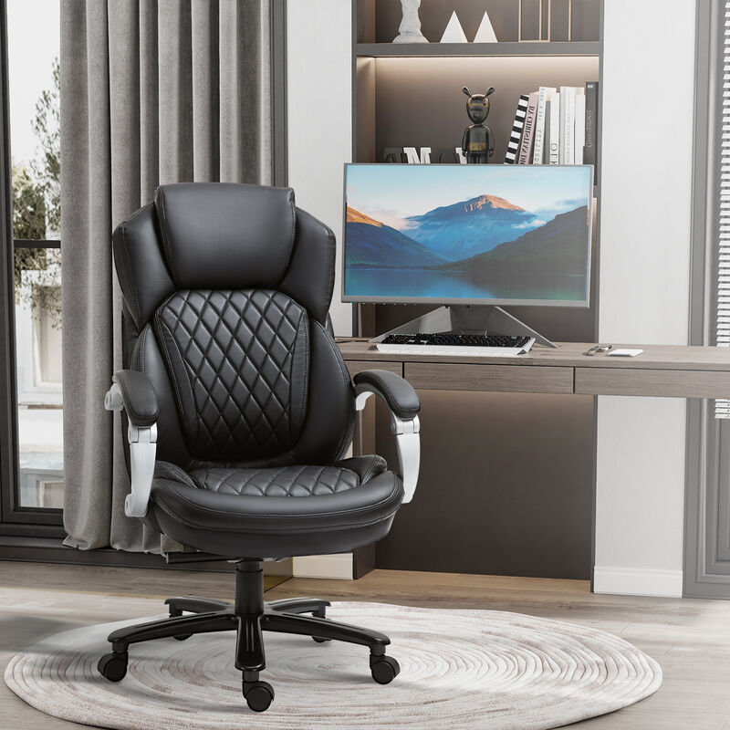 Vinsetto Big and Tall Executive Office Chair with Wide Seat, Computer Desk Chair with High Back Diamond Stitching, Adjustable Height & Swivel Wheels, Brown