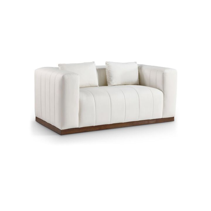 Meridian Furniture Mallina Cream Vegan Leather Loveseat