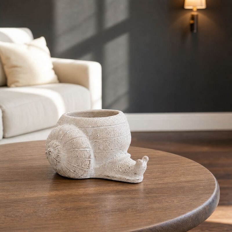 WOW PIONEER Decorative Sand and Cement Snail Planter Stylized Silhouette for Succulents Herbs Trailing Plants Indoor Home Decor image number 3