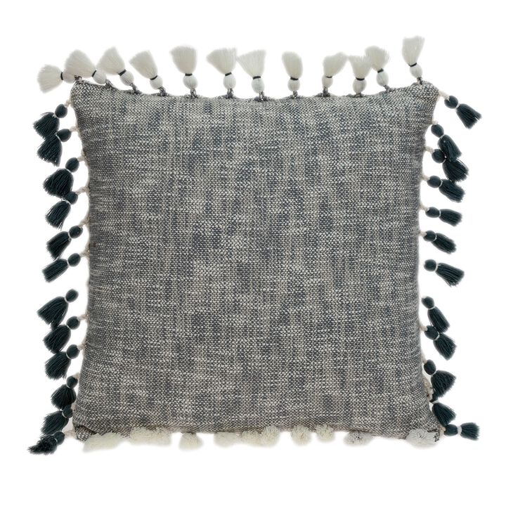 20" Gray and Slate Transitional Throw Pillow