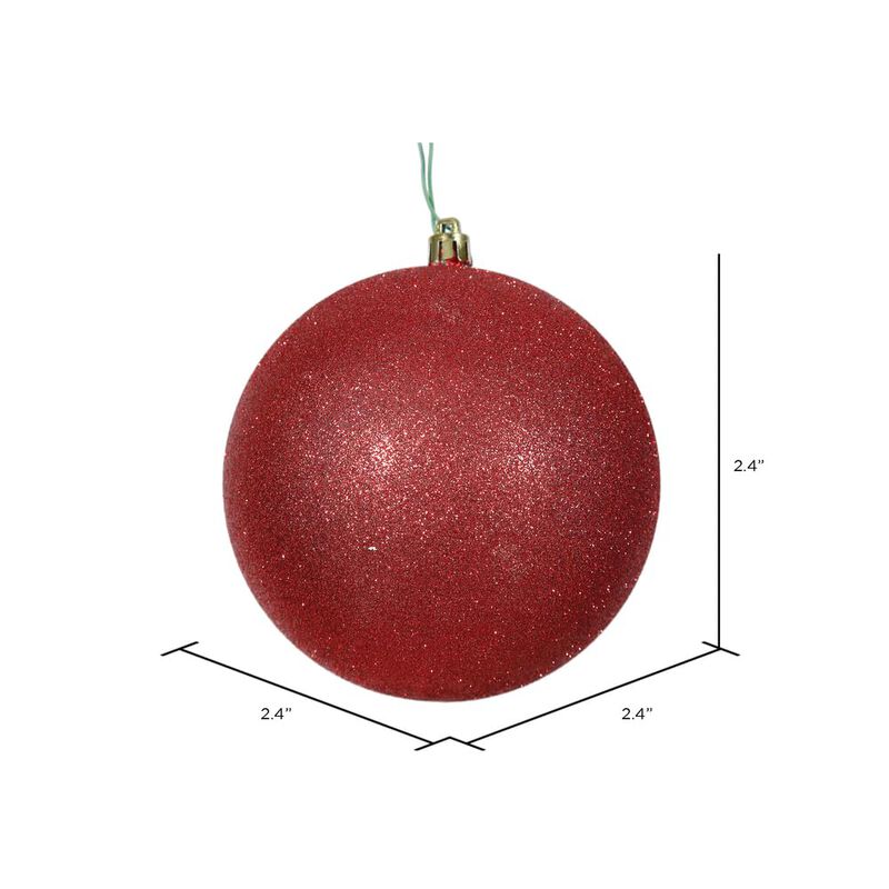 Vickerman 2.4" Red Glitter Ball Ornament, 24 per Bag image number 1