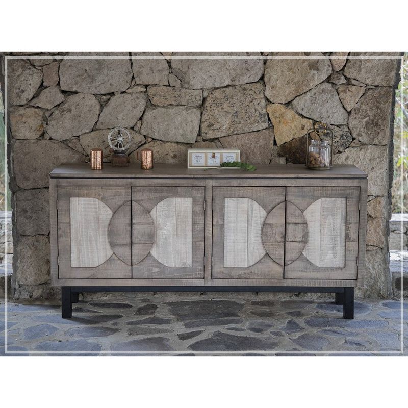 Crafter and Weavers Malta Two-Tone Solid Wood Sideboard / Console - Gray