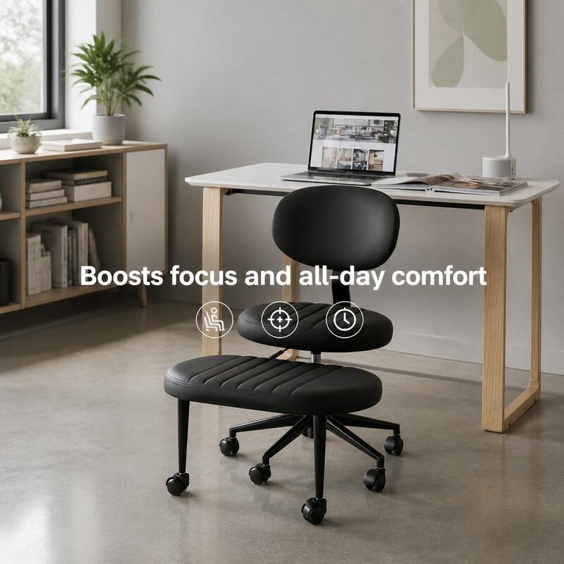 GOODSILO Ergonomic Multi-Position Cross Legged Office Chair, Swivel Rolling Meditation Fidget Chair with Back Support for Home Office image number 4