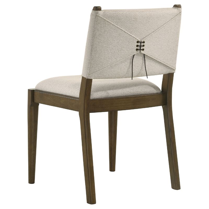 Clera Upholstered Dining Side Chair, Tie Details, Set of 2, Brown Wood image number 5