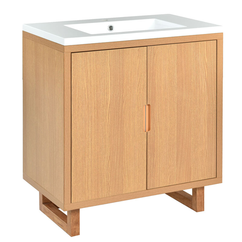 Whisen 30" Bathroom vanity Set with Sink, Combo Cabinet, Bathroom Storage Cabinet, Solid Wood Frame