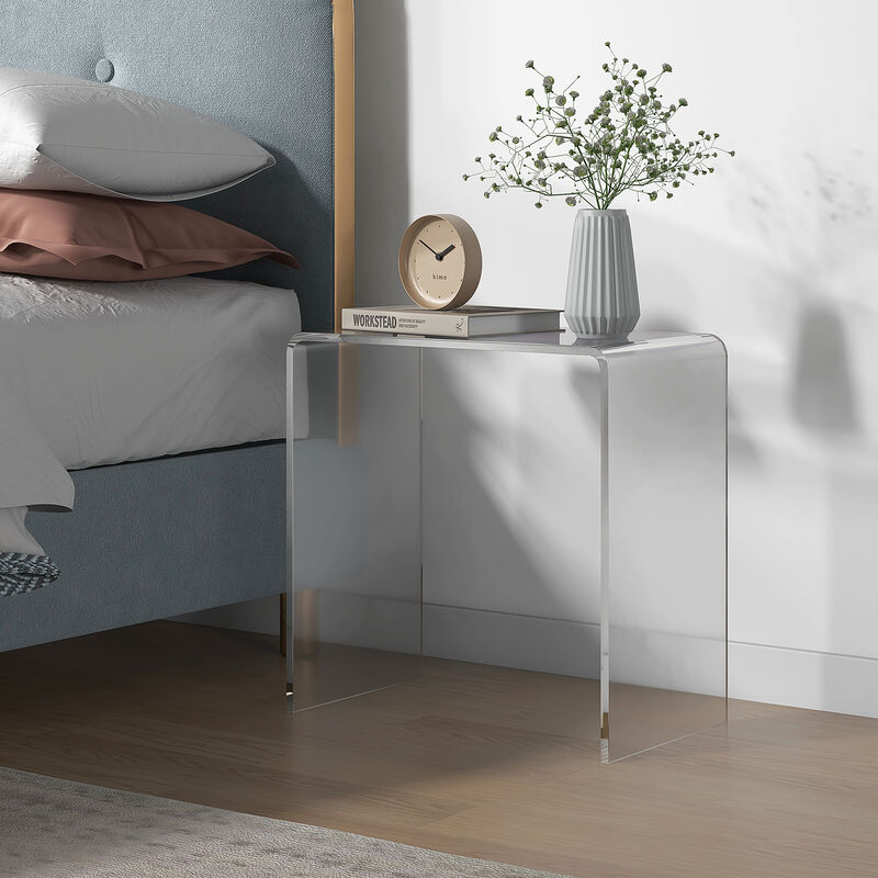 HOMCOM 21" Long Rectangle All Acrylic 15mm Thick Waterfall Coffee Table, Clear