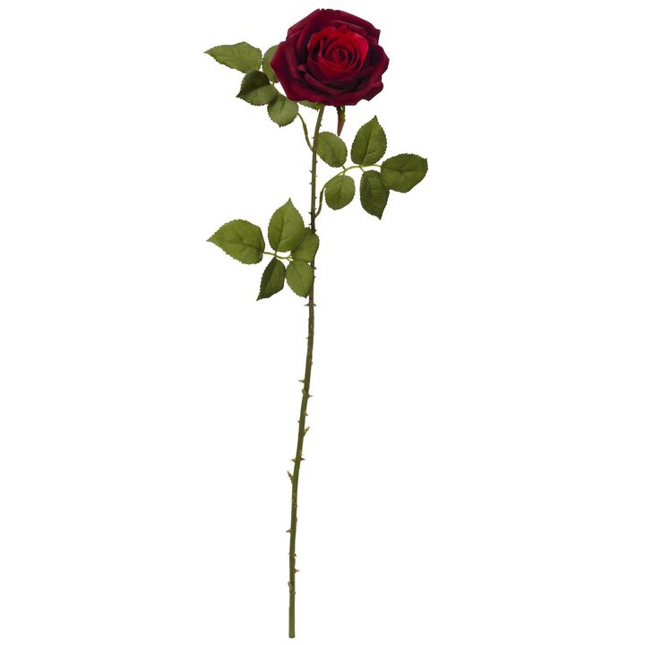 Nearly Natural 33-in Elegant Red Large Rose Artificial Flower (Set of 6)