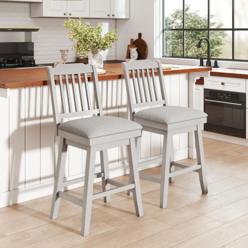 Hivvago 25 inch Modern Bar Stools Set of 2 with Upholstered Swivel Seat