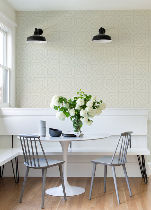 Voltaire Grey Beaded Geometric Wallpaper