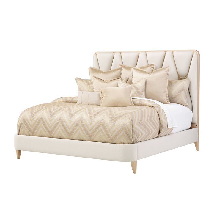 Michael Amini La Rachelle Eastern King Upholstered Panel Bed - Champagne
