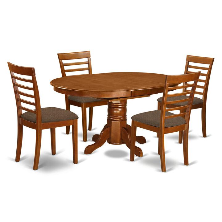 5 Pc Dining Room Set &ndash; Oval Dining Table and 4 Dining Chairs