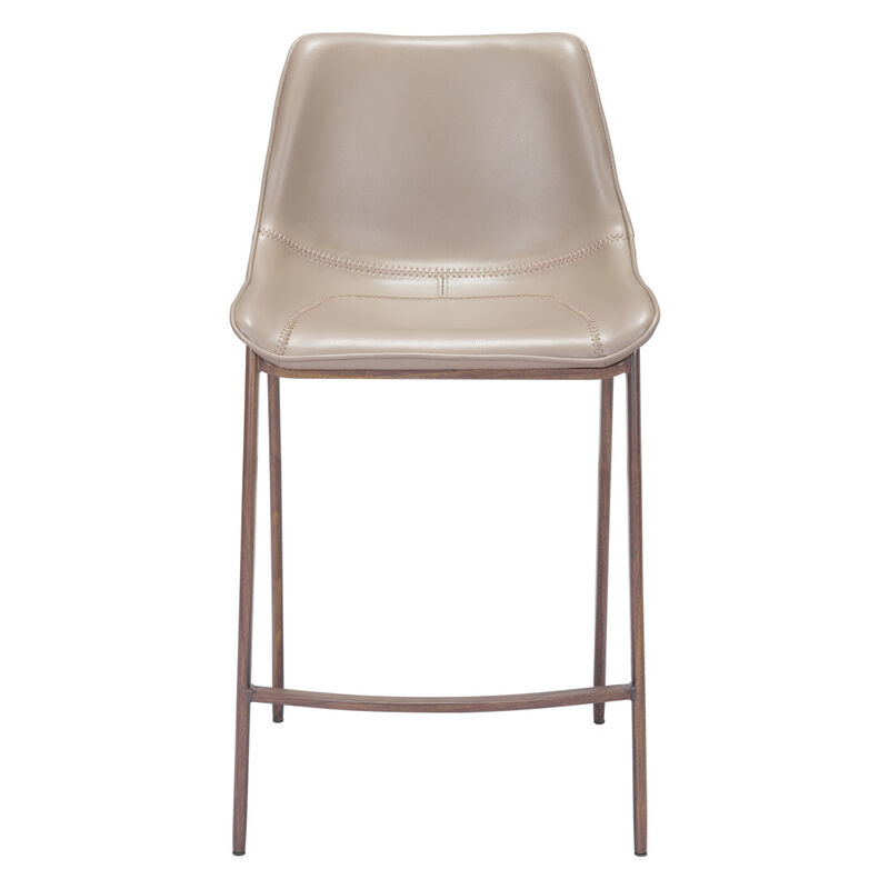 HomeRoots Set of Two 26" Gray and Brown Faux Leather and Steel Low Back Counter Height Bar Chairs image number 0