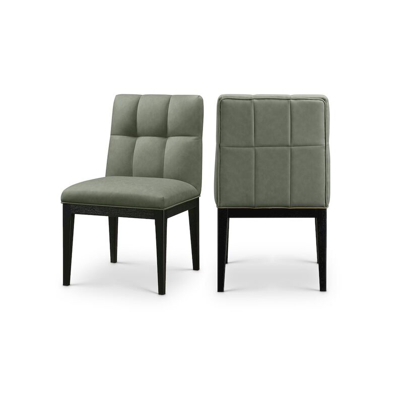 Meridian Furniture Adrian Green Vegan Leather Dining Side Chair, Set of 2