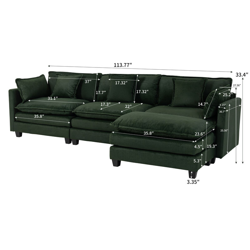 Saslip Modern 3seats with ottoman Sectional image number 2