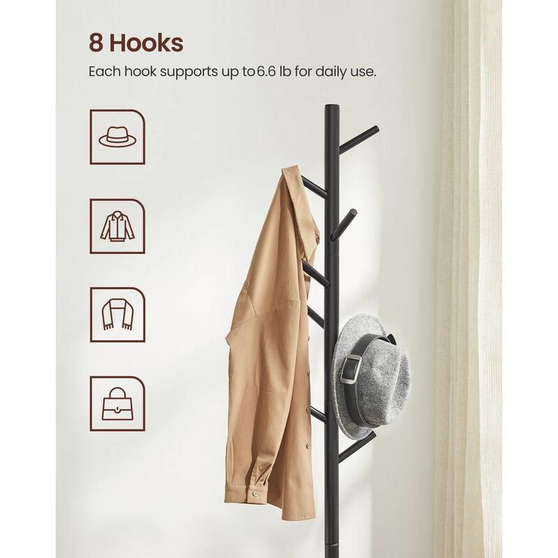 Solid Wood Coat Rack in White Finish image number 3