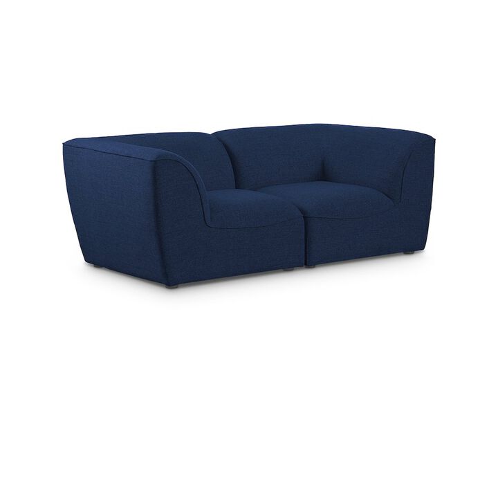 Meridian Furniture Miramar Navy Durable Linen Textured Modular Sofa