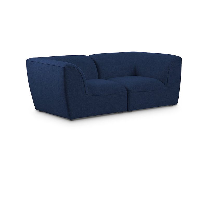 Meridian Furniture Miramar Navy Durable Linen Textured Modular Sofa
