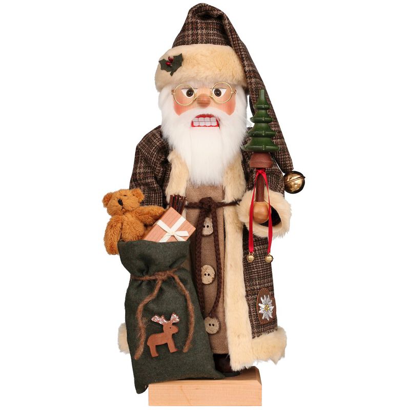 Premium Nutcracker - Santa Claus in Brown Checkered Coat