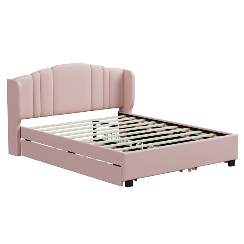 Dolf Queen Linen Upholstered Platform Bed Frame image number 3