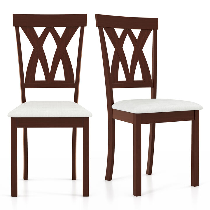 Set of 2 Faux Leather Dining Chairs with Wooden Legs for Home or Kitchen Seating