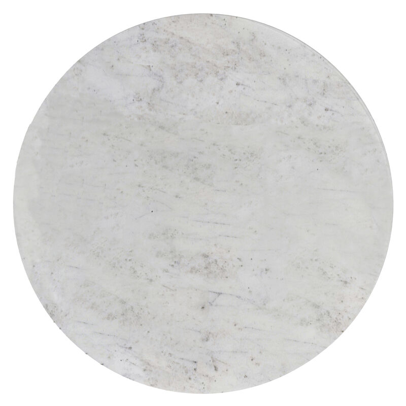 Raquel Modern Contemporary 14 inch Wide Metal Side Table in White / Antique Brass, Fully Assembled