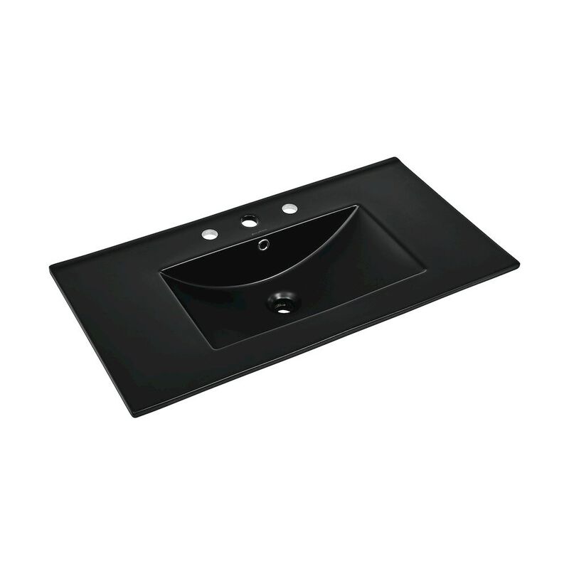 36" 3-Hole Widespread Vanity Sink Top in Glossy Black image number 2