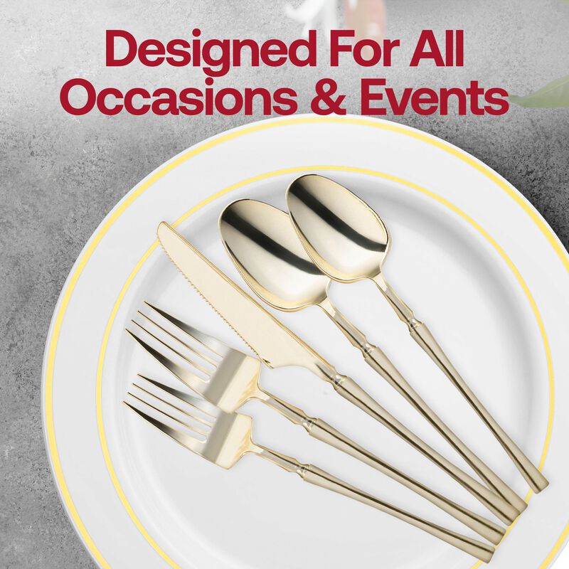 Shiny Gold Moderno Plastic Cutlery Set (40 Sets) image number 6