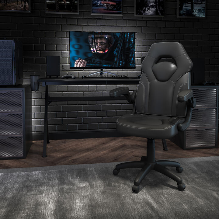 X10 Gaming Chair Racing Office Ergonomic Computer PC Adjustable Swivel Chair with Flip-up Arms, / LeatherSoft