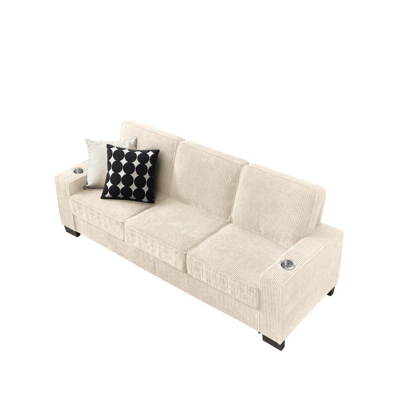 Blank 83.86" Corduroy 3 Seat Modern Sofa image number 8