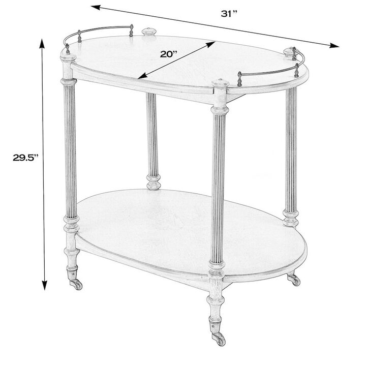 Butler Specialty 31 in. W Rectangular Wood 2 Tier Bar/Serving Cart on Casters, Pastel