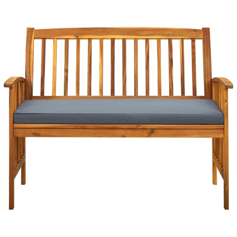 vidaXL Solid Acacia Wood Patio Bench with Comfy Cushion - Rustic, Outdoor-Ready, Easy Maintenance Wood Bench for Gardens, Patios, and Outdoor Living Spaces