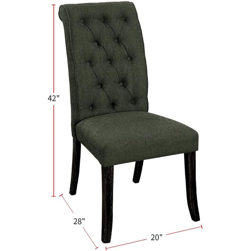 Streamdale Gray Fabric Tufted Dining Chairs Set