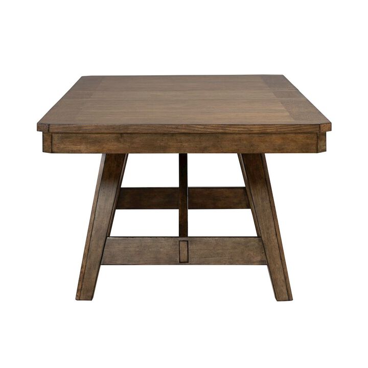Liberty Furniture Carolina Park Trestle Table for Dining Room - Self Storing Leaf - Amber Brown