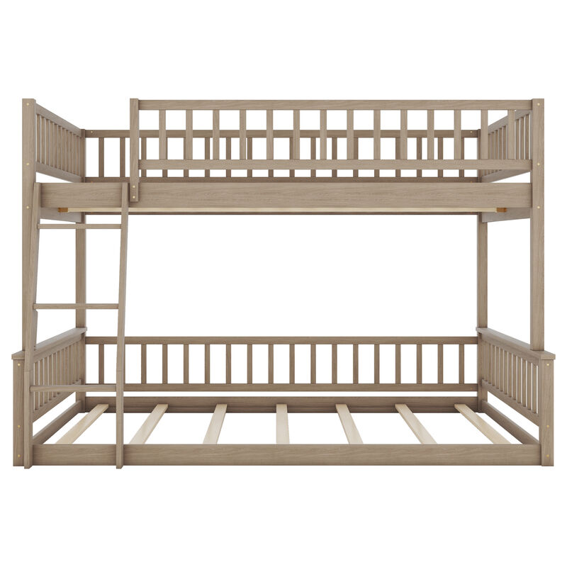 Whisen Full XL over Queen Bunk Bed with Ladder and Guardrails