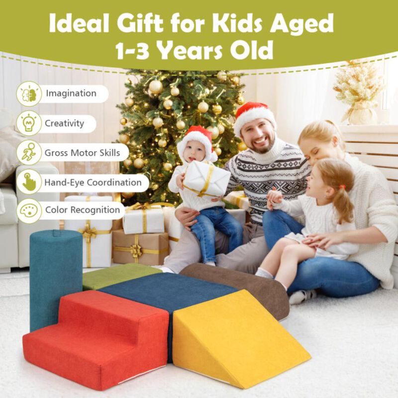 Hivvago 6-Piece Baby Climbing Blocks with 30D High-Density Foam and Carrying Handles