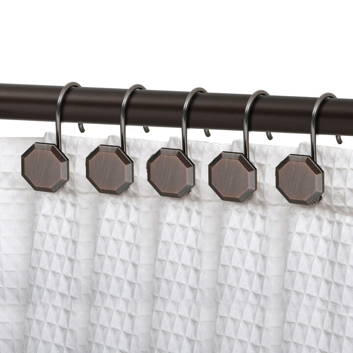 Utopia Alley Rust-Proof Zinc Shower Curtain Hooks with Octagon-Shaped end, Shower Hooks Hangers for Bathroom, Kitchen Utensils, Curtains, Clothing, Towels etc - Set of 12