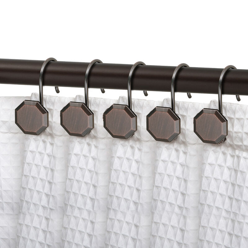 Zinc Shower Curtain Hooks, Set of 12 image number 1