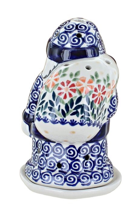 Blue Rose Polish Pottery Dots Santa Luminary