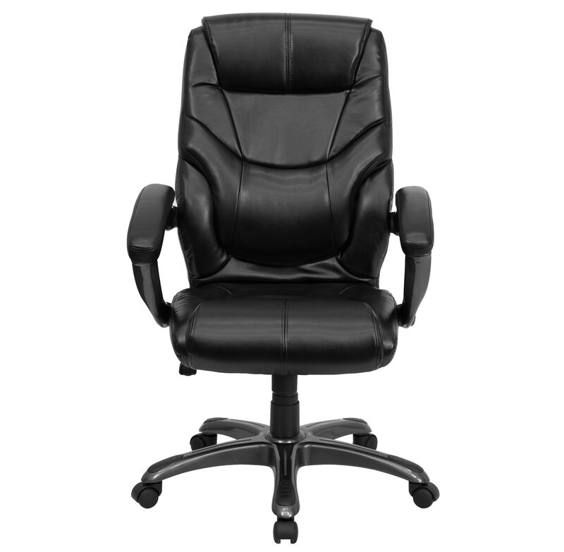 Greer High Back Black LeatherSoft Executive Swivel Ergonomic Office Chair with Arms image number 7