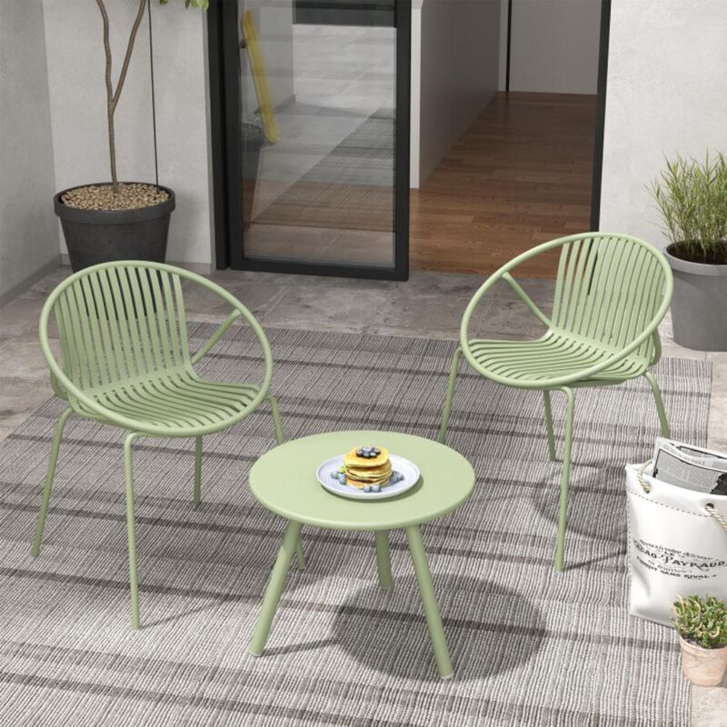 Hivvago All Weather PP Patio Conversation Set with Round Coffee table and 2 Chairs
