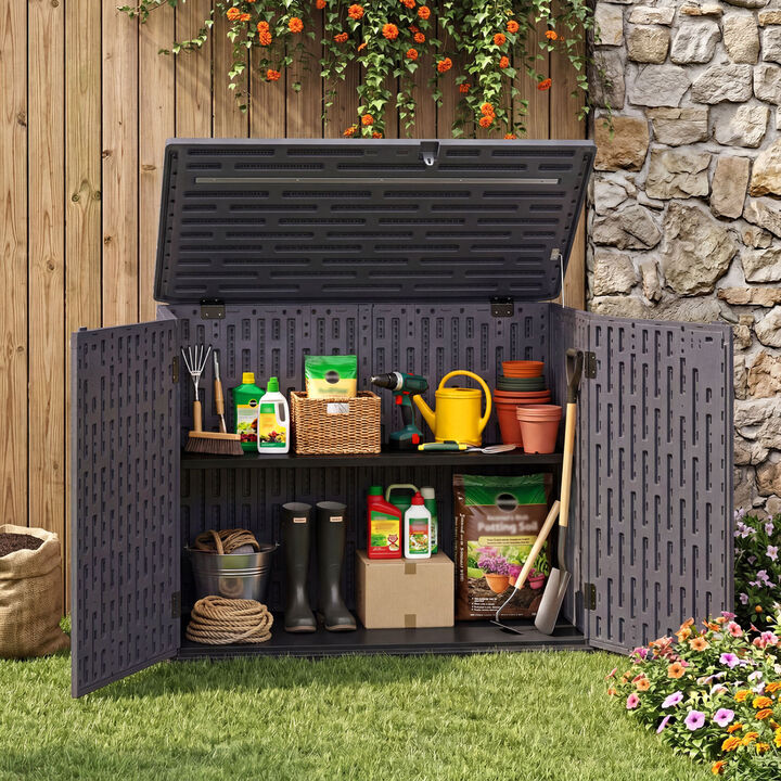 20 Cu.Ft Horizontal Resin Storage Shed with Adjustable Shelf for Outdoor Organization