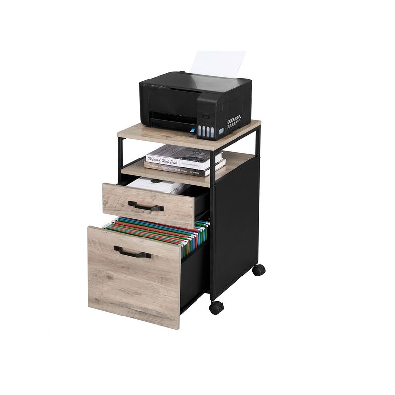 BreeBe Greige Filing Cabinet on Wheels with Drawer