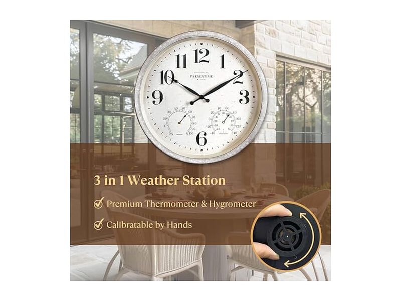 Farmhouse Thermometer Hygrometer All One Wall Clock 16 Inch Outdoor Home Decor image number 2