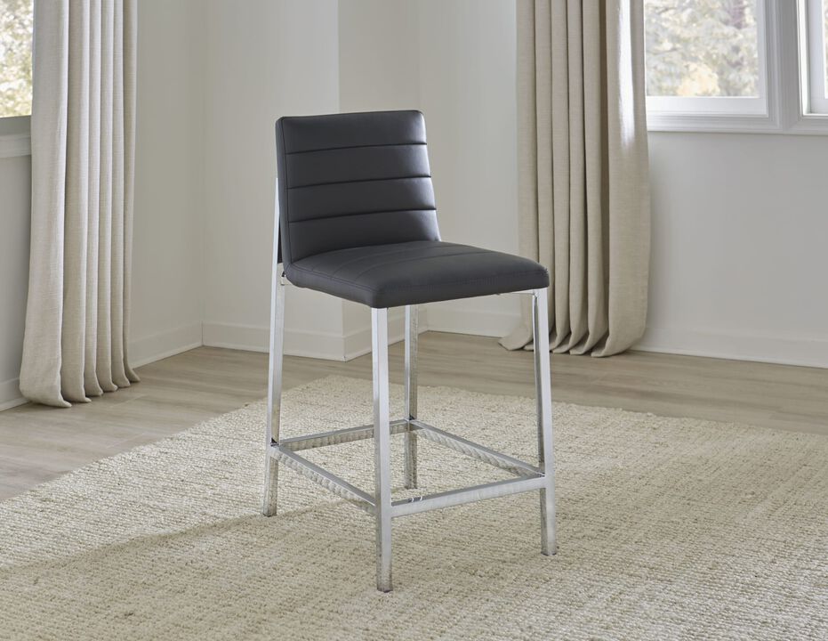 Amalfi Metal Back Bar Stool in Cobalt Leather - Set of 2