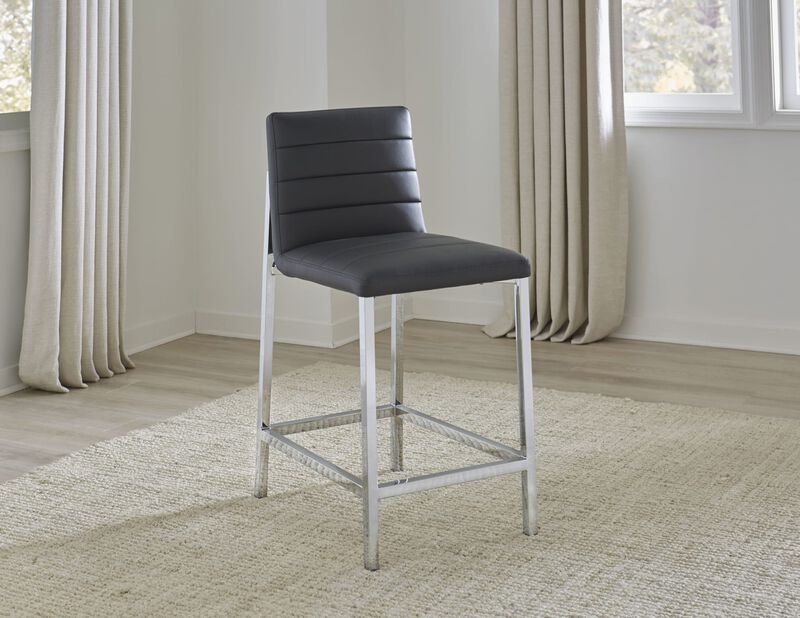 Amalfi Metal Back Bar Stool in Cobalt Leather - Set of 2